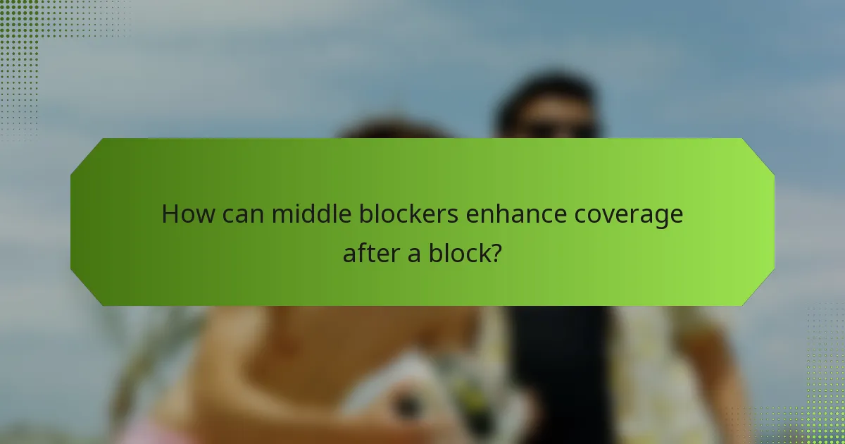 How can middle blockers enhance coverage after a block?
