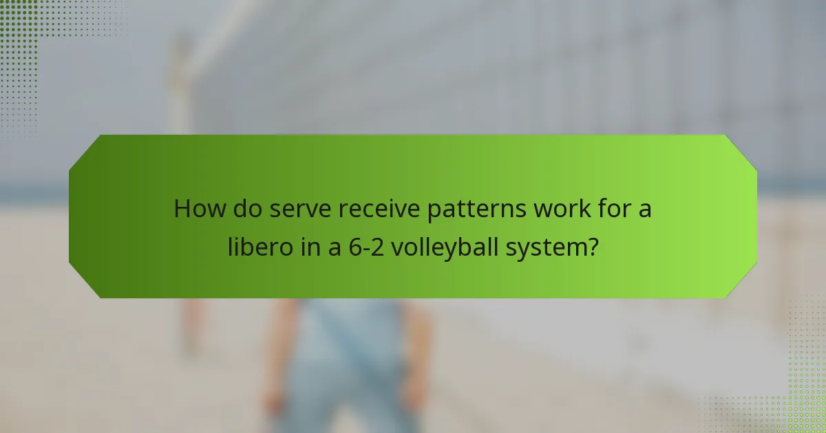 How do serve receive patterns work for a libero in a 6-2 volleyball system?