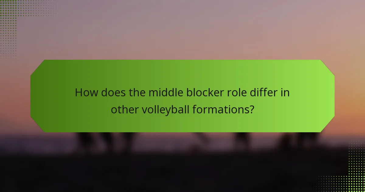 How does the middle blocker role differ in other volleyball formations?